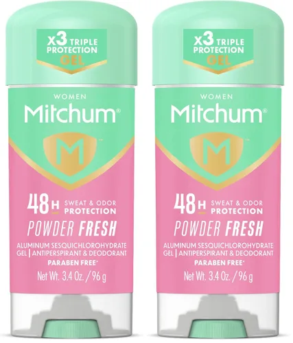 Vista 3 de Mitchum Desodorante en gel antitranspirante para mujeres, fragancia fresca en polvo, protección contra el sudor y el olor de 48 horas, defensa