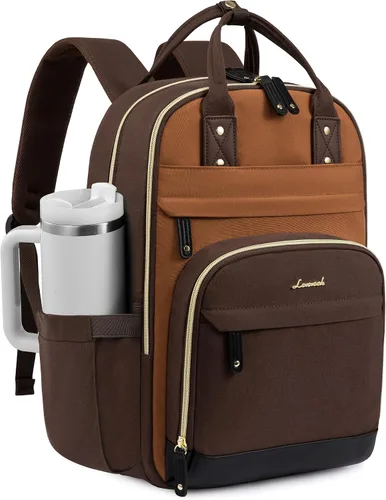 Vista 11 de LOVEVOOK Mochila para mujer, mochila para laptop de 15.6 pulgadas, mochilas escolares, bolsa antirrobo, bolsa antirrobo impermeable, para beige