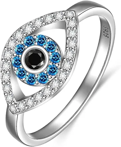 Vista 10 de Fenthring Anillo contra el mal de ojo para mujer, joyería de protección Evil Eye-101-plata esterlina