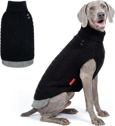 Vista 14 de KYEESE Suéter suave para perros pequeños, machos, abrigado, de cuello alto, ropa elástica de punto para gatos, abrigo cómodo para cachorros, de Gris