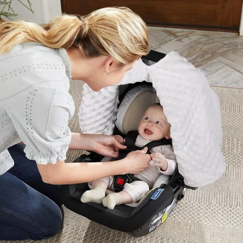 Vista 6 de Funda para Asiento de Coche Rquite para Bebé, Fundas para Asiento de Coche para Niño, Funda para Asiento de Coche de Invierno de Minky, Dosel