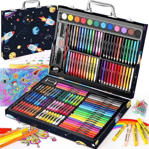 Vista 9 de Soucolor Suministros de Arte y Manualidades, Juego de Dibujo y Pintura de 183 Piezas para Niñas, Niños y Adolescentes, Kit de Arte para Colorear