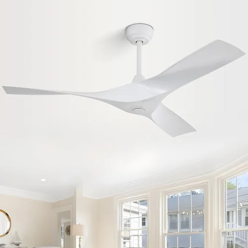 Vista 10 de CACI Mall Ventilador de techo blanco de 52 pulgadas, sin luz, moderno, control remoto, perfil bajo, ventilador de techo de 3 aspas con motor CC
