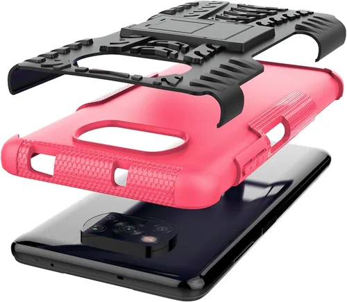 Vista 4 de Asuwish Funda de teléfono para Xiaomi Poco X3 Pro/PocoX3 NFC/Poco X3 con protector de pantalla y soporte delgado híbrido resistente resistente