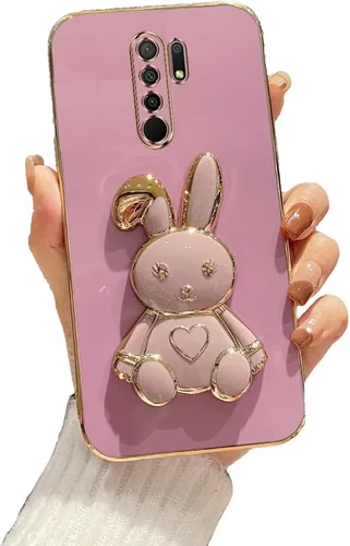 Vista 107 de Funda con soporte de conejo de corazón para Xiaomi Redmi A1, galvanizado suave TPU protector delgado a prueba de golpes con lindo conejito soporte
