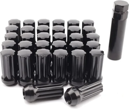 Vista 10 de 24+1 Negro 7 Tuercas Spline Lug M14x1.5 Asiento cónico de extremo cerrado