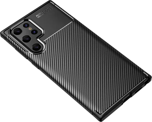 Vista 10 de Funda para Samsung Galaxy S22 Ultra - Textura de fibra de carbono, antiarañazos, absorción de golpes (negro)