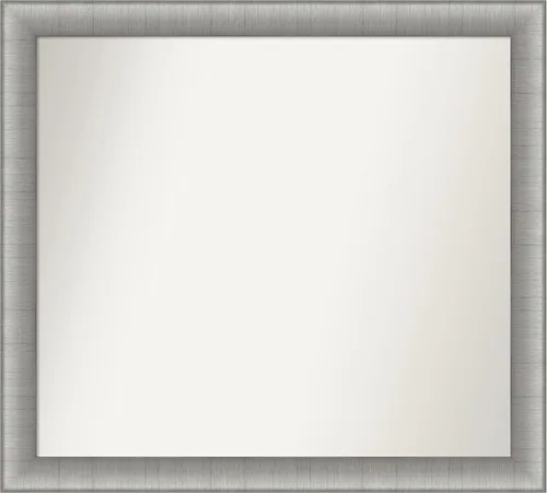 Vista 501 de Amanti Art Espejo de baño plateado para sobre el fregadero, 28 x 37 pulgadas, elegante espejo rectangular de peltre cepillado, marco de madera