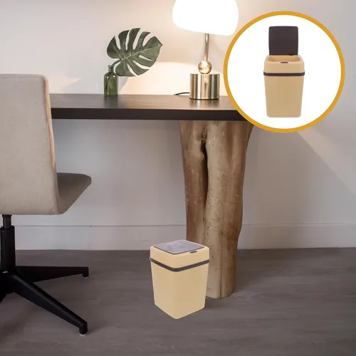Vista 8 de Cubo de basura automático sin contacto inteligente con modos, contenedor de basura de plástico a pilas para cocina, oficina, baño, sensor sin