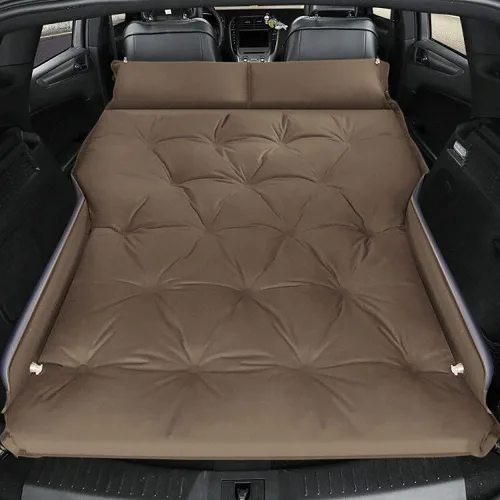 Vista 9 de Colchón de aire autoinflable para automóvil, tapete de dormir para acampar con almohada integrada, cama de automóvil para automóvil, SUV, MPV (negro)
