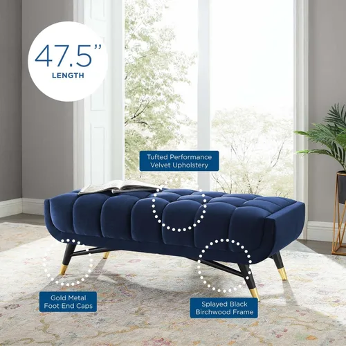 Vista 8 de Modway Adept Banco de terciopelo de rendimiento de 47.5 pulgadas en azul medianoche, 47.5 pulgadas