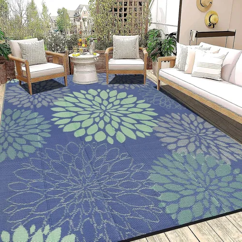 Vista 21 de Ileading Alfombra impermeable para exteriores de 5 x 8 pies, reversible, de paja de plástico, portátil, para interiores y exteriores, caravana
