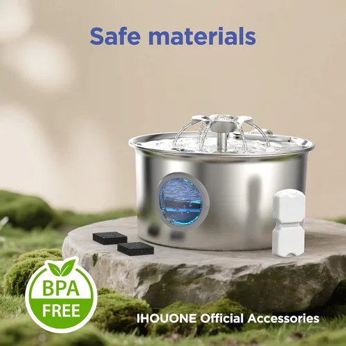 Vista 2 de IHOUONE Filtro de fuente oficial para gatos: repuesto de filtro de fuente de agua para 12 gatos, 6 filtros de carbono y 6 filtros de espuma