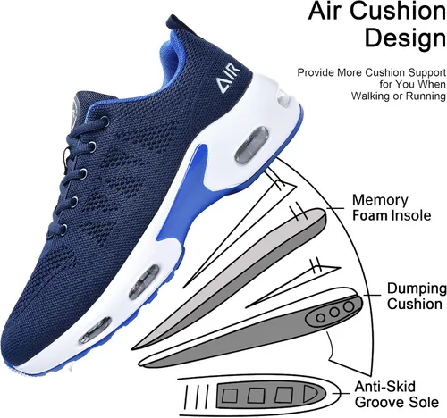 Vista 5 de Tenis de correr para hombre, tenis atléticos, para caminar, transpirables, antideslizantes, con cordones, zapatos deportivos para fitness, trotar