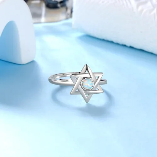 Vista 21 de Jewmon Anillo de plata de ley con estrella de David para mujer – Anillo ajustable Magen David – Amuleto Wicca – Regalos judíos