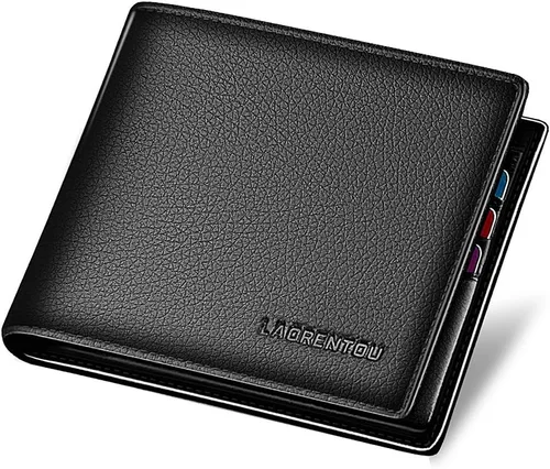 Vista 14 de LAORENTOU Billeteras de cuero genuino para hombre, billeteras plegables con cremallera, bolsillo para monedas, casual, cartera delgada