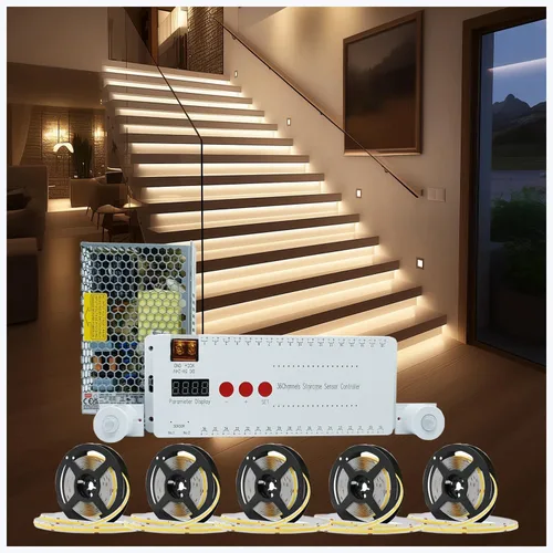 Vista 8 de Luces de Escalera con Sensor de Movimiento para Interiores, Luces LED Inteligentes para Escalones de Interior, 16 Escaleras de 40 Pulgadas