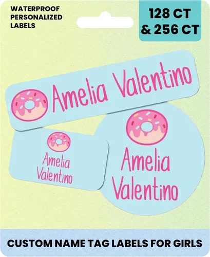 Vista 15 de Suministros escolares etiquetas de nombre personalizadas, etiquetas adhesivas de nombre personalizadas lavables para niñas, etiquetas adhesivas
