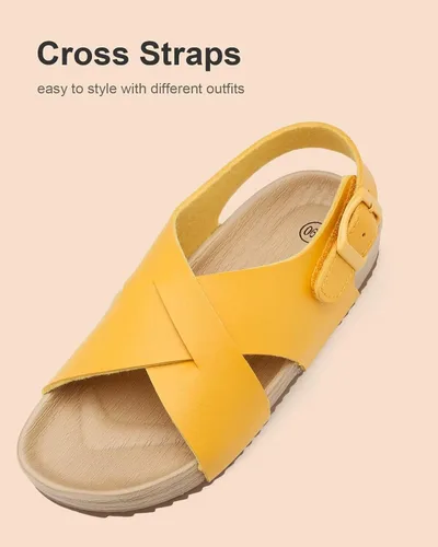 Vista 3 de Cubufly Sandalias para niños con tiras cruzadas y puntera abierta, zapatos de verano para uso en interiores y exteriores, para niños pequeños
