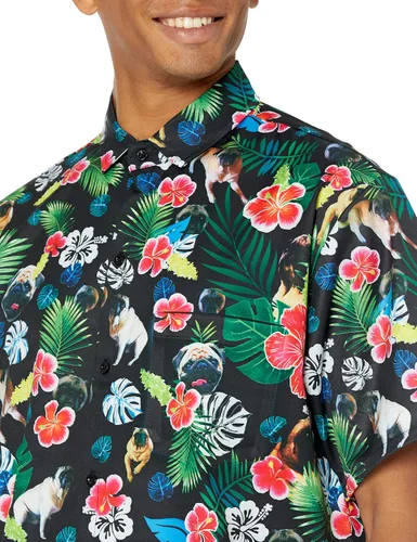 Vista 5 de Funny Guy Mugs Mens Hawaiian Print Button Down Short Sleeve Shirt
