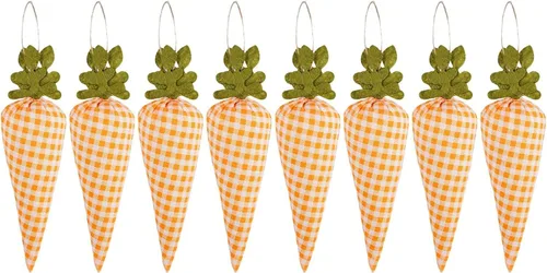 Vista 3 de Guirnalda de zanahorias de Pascua, 8 unidades, guirnalda de zanahorias, manualidades, mini zanahorias artificiales para decoración de fiesta
