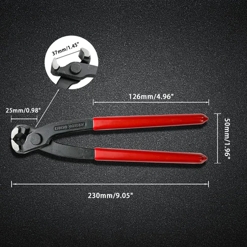 Vista 3 de AKIHISA Alicates de abrazadera de oreja de 9 pulgadas, herramienta engarzadora de acero cromo vanadio, extractor de clavos, herramienta de engarce