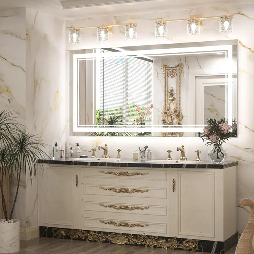 Vista 2 de Keonjinn Espejo de baño LED de 48 x 24 pulgadas con luz frontal