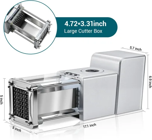 Vista 8 de Sopito Cortador de Papas Fritas Eléctrico Cortador de Papas de Acero Inoxidable con Cuchillas de 1/2 y 3/8 Pulgadas para Papas, Zanahorias, Pepinos