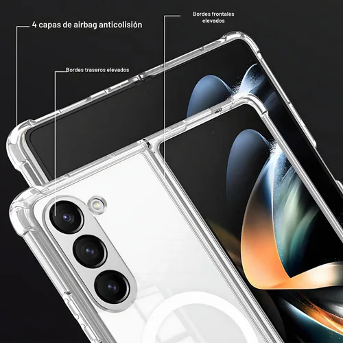 Vista 4 de Funda magnética transparente para Samsung Galaxy Z Fold 5, compatible con MagSafe