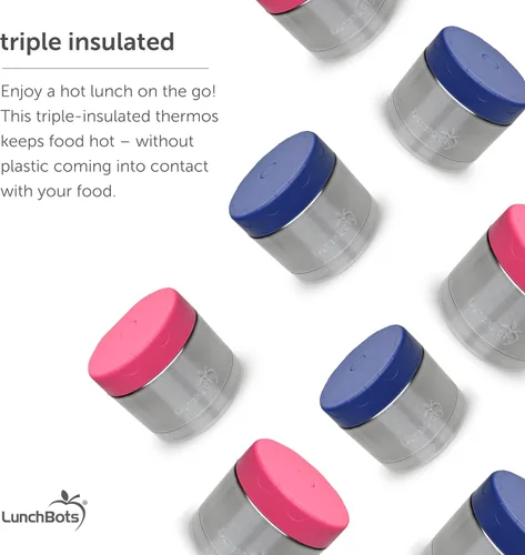 Vista 5 de LunchBots Termo térmico de acero inoxidable de 12 onzas de boca ancha – Termo aislado con tapa ventilada – Mantiene la comida caliente o fría