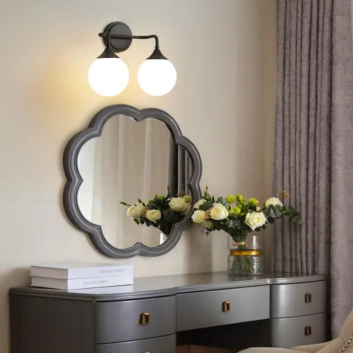 Vista 7 de Accesorios de Iluminación para Baño Negros, Iluminación Moderna de Tocador Sobre Espejo, Aplique de Pared Negro Mate Moderno de Mediados de Siglo