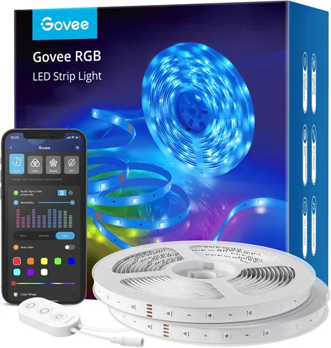 Vista 7 de Tira de luces LED WiFi inteligente funciona con Alexa, Google Home; 16.4 pies, 32.8 pies; 5050 LED, 16 millones de colores, aplicación de teléfono