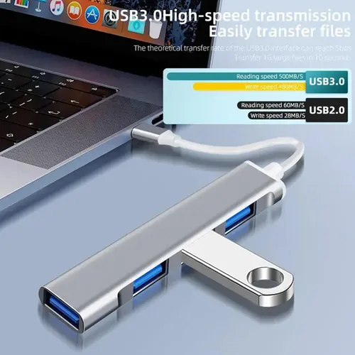 Vista 3 de Adaptador multipuerto USB Hub de 4 puertos USB Splitter USB Expander para laptop, Xbox, unidad flash, disco duro, consola, impresora, cámara
