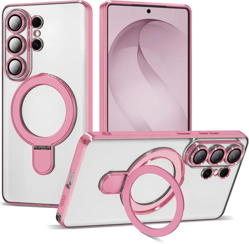 Vista 13 de Funda compatible con Samsung Galaxy S24 Plus con soporte de anillo magnético [compatible con Mag-Safe] protector de lente de cámara chapado Dorado