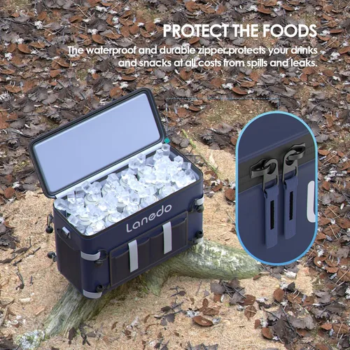 Vista 5 de Deep Freeze Cooler - Bolsa enfriadora de lados suaves, baúl de hielo plegable con aislamiento para 34 latas, enfriador grande a prueba de fugas