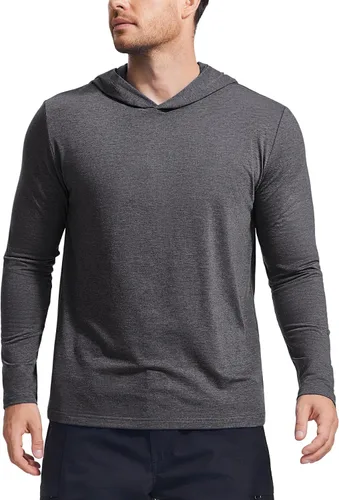 Vista 25 de PINSPARK Sudaderas ligeras con capucha tipo pullover para hombres, manga larga, sudadera con capucha para golf, gimnasio, entrenamiento, sudadera