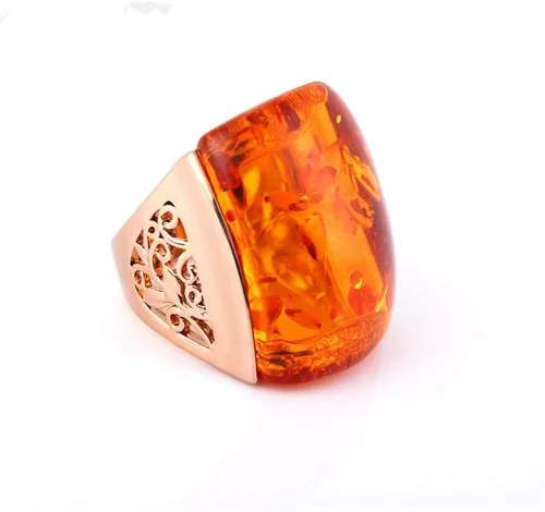 Vista 4 de Ajojewel - Anillo de resina de color naranja para mujer, diseño grande, diseño de Anel