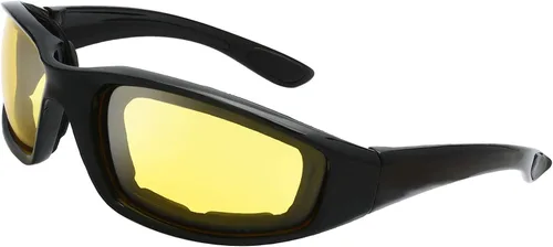 Vista 21 de Gafas de Motocicleta con Marco Acolchado y Lentes que Bloquean 100% UVB/UVB para Actividades al Aire Libre y Deportes 10-mate/negro brillante