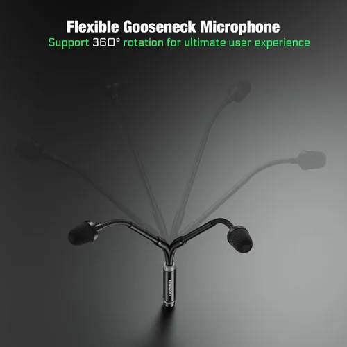 Vista 3 de Micrófono DJ de 17 pulgadas flexible de cuello de cisne, micrófono profesional XLR con cable dinámico Bob Barker para videoconferencia, podio