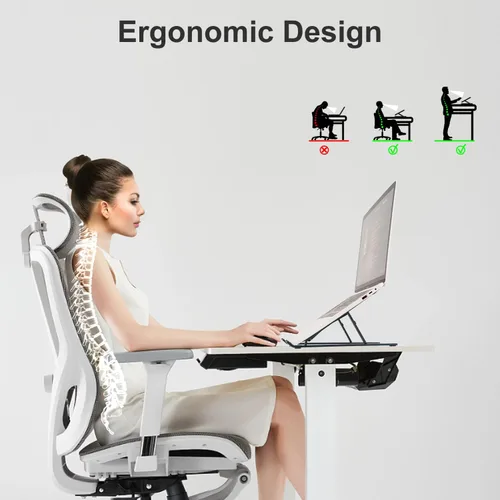 Vista 5 de Soporte ergonómico y plegable para computadora de escritorio, elevador ajustable, se adapta a todas las computadoras portátiles y portátiles