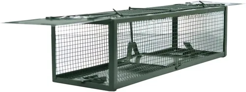 Vista 3 de Jaula de animales humanos con 2 puertas para ratones, hámsters, ardillas, roedores, control de gopher de 15.2 x 4.9 x 4.2 pulgadas.