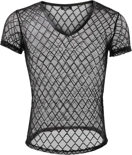 Vista 5 de Camiseta sexy de malla de manga corta para hombre