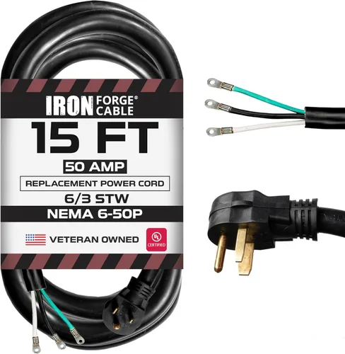 Vista 14 de Iron Forge Cable Soldador y cargador EV, 3 pies - NEMA 6-50, 50 amperios Cable 6/3, extremo abierto (sin enchufe), 50 amperios - para soldadores