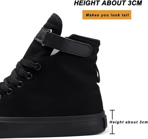 Vista 4 de babyhealthy Tenis de lona de caña alta, zapatos casuales para caminar, zapatos de moda con cordones y plataforma para adultos, hombres y mujeres
