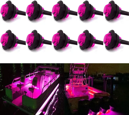 Vista 8 de Luces LED para barco marino impermeables (5 rojas + 5 verdes), luces de cortesía submarinas y de cubierta, 12V para yate, barco, pesca, pontón