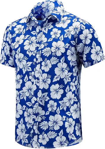 Vista 13 de EUOW - Camisas hawaianas para hombre de manga corta con botones, estampadas para la playa y el verano