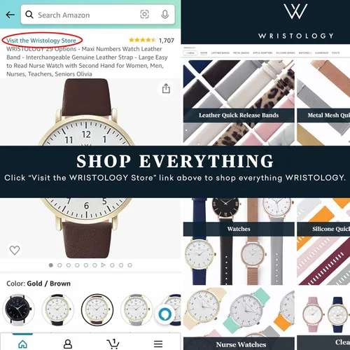 Vista 5 de WRISTOLOGY Correa de cuero de 29 estilos para reloj con números pequeños, correa de cuero genuino intercambiable, fácil de leer, reloj analógico