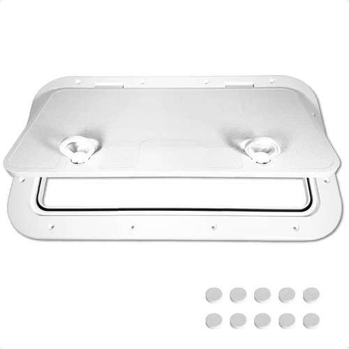 Vista 11 de Five Oceans Escotilla de barco, escotilla de acceso marítimo, tapa rectangular para escotilla de barco con pestillo de bloqueo, color blanco roto