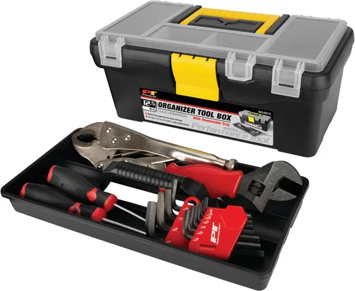 Vista 4 de Performance Tool W54012 Caja de herramientas organizadora de plástico resistente para talleres y garajes, color negro, 12.5 pulgadas