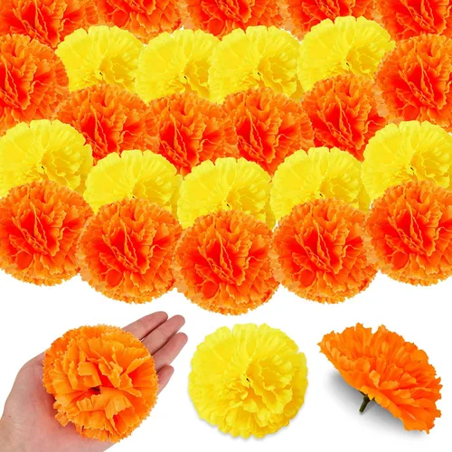 Vista 10 de Syhood 50 piezas de flores de caléndula del día de los muertos a granel
